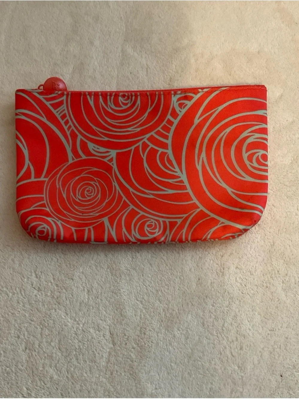ipsy Red Floral Zip Cosmetic Pouch